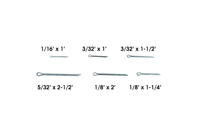 Assortment Box split pins 6 sizes 555 pieces
