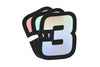 Sticker number 3 hologram Doppler 10x7,5cm (x3)