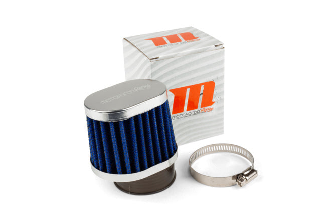 Air Filter offset Motoforce Racing type BMC 50mm PWK/VHST blue / aluminium