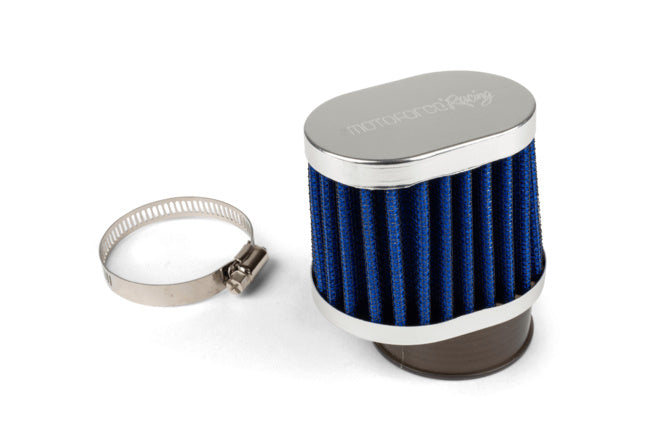 Air Filter offset Motoforce Racing type BMC 50mm PWK/VHST blue / aluminium