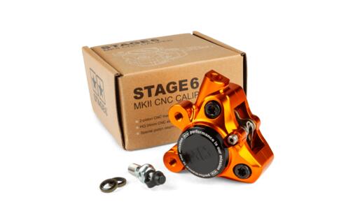 Front Brake Caliper CNC aluminium Stage6 Minarelli / Piaggio / Peugeot orange